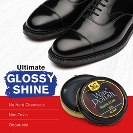 Stone and Clark Premium Black Shoe Polish Kit - Shine and Protect Leather Shoes and Boots - Leather Wax Boot Polish for Brilliant Gloss - 16 Grams (Pack - 3)