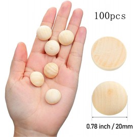 100 Pieces Natural Half Wooden Balls Natural Half Wooden Balls Half Round Wooden Balls for Crafts Mini Hemisphere Split Wooden Balls for DIY Projects, Arts and Crafts Supplies, 20 mm