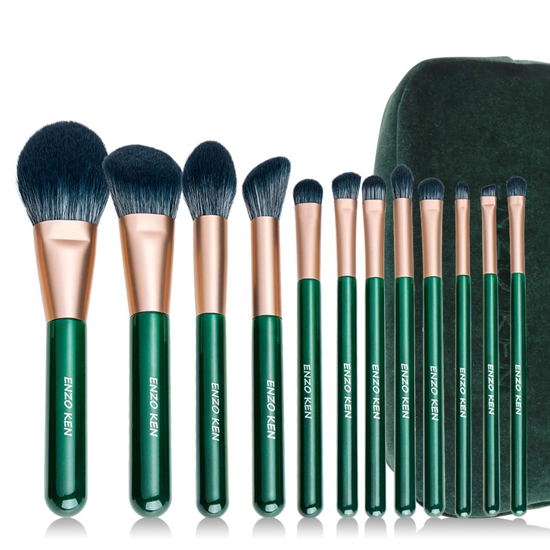 ENZO KEN Juego de Brochas de Maquillaje de Fibra Natural