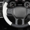 MEWANT DIY Stitched White Leather Steering Wheel Cover Wrap for