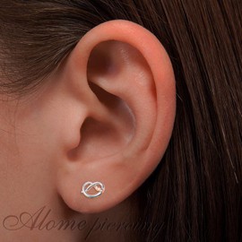 Bagel Ear Stud Piercings 22 Gauge | 925 Sterling Silver Bagel Shape Ear Jewelry Set | Gift Box Unique Jewelry
