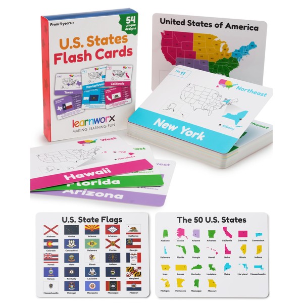 U.S. States Flash Cards for Kids | 50 State Geography
