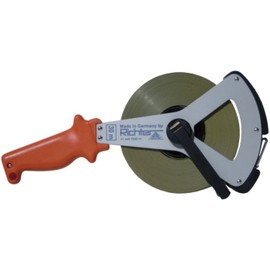 Richter Tape Measure 30 m – Steel Tape Measure with Folding Crank & Robust Anodised V-Ramen, Accuracy II Tape Measure 30 m Ideal for Construction Sites Painted White