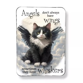the fun things Black & White Tuxedo Cat Angel Wings Magnet Loss of Cat Grief Memorial Gift 3x4