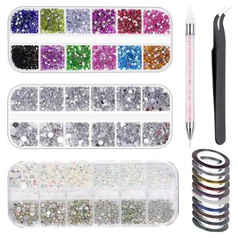 JZS Nail Rhinestones, Nail Gem Design Set, 3D Nail Art Accessories, Nail Decoration Kit,Style 2