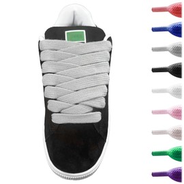 UamGlsob 15MM Cotton Fat Shoe Laces for Sneakers, 5/8" Wide Flat Thick Chunky Jumbo Athletic Shoelaces Replacement Strings (Grey, 36"/90cm)