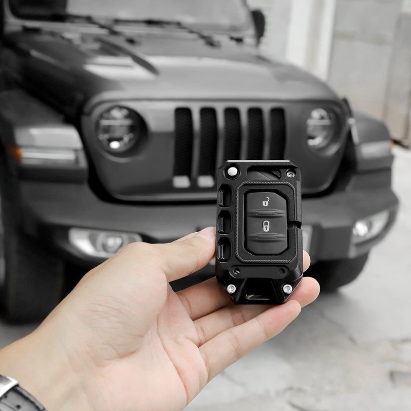 JeCar Key Fob Cover Key Case for 2018-2024 Jeep Wrangler