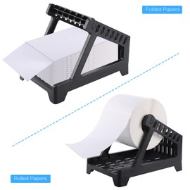 Label Holder for Thermal Label Roll and Fanfold Labels, Label Dispenser for 6x4 Labels, Thermal Label Printer Accessory, with Cleaning Pen, Thermal Label Holder for Desktop Label Printer (Black)