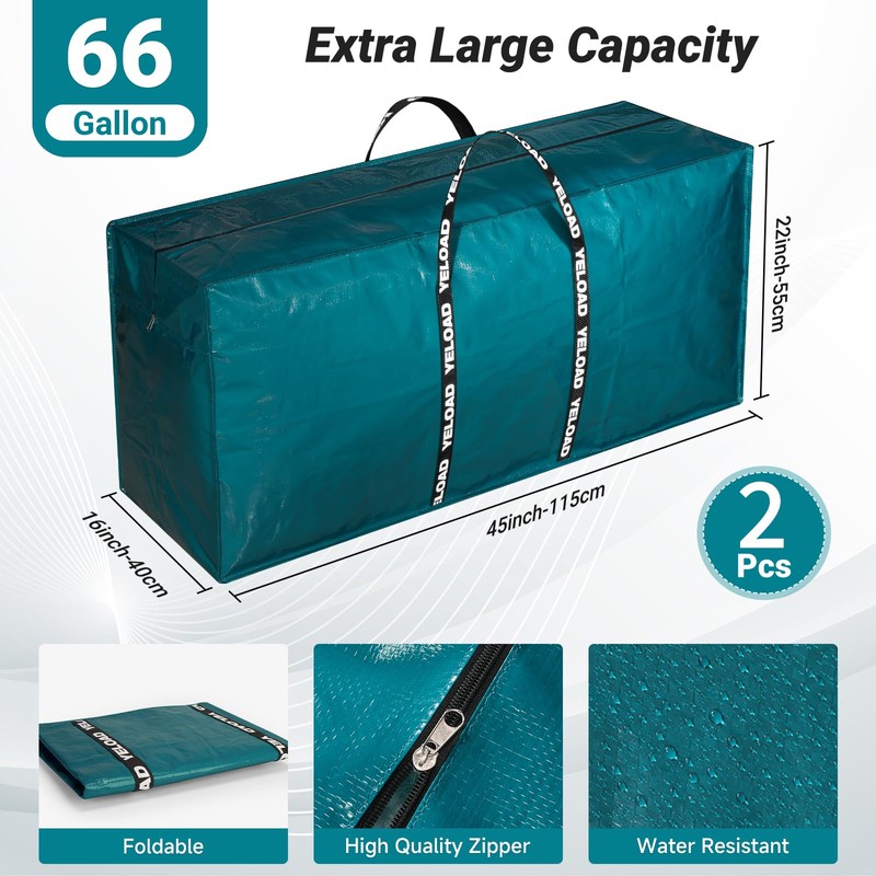 66 Gallon Extra Large Storage Bags 2 Pack – Teal