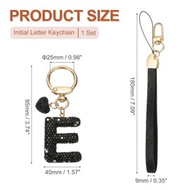 PATIKIL Bling Letter Keychain, Sparkly Initial Keychains Diamond Letters Key Wristlet for Girls Women Bag Decorations Car Backpack Accessories, Black-E