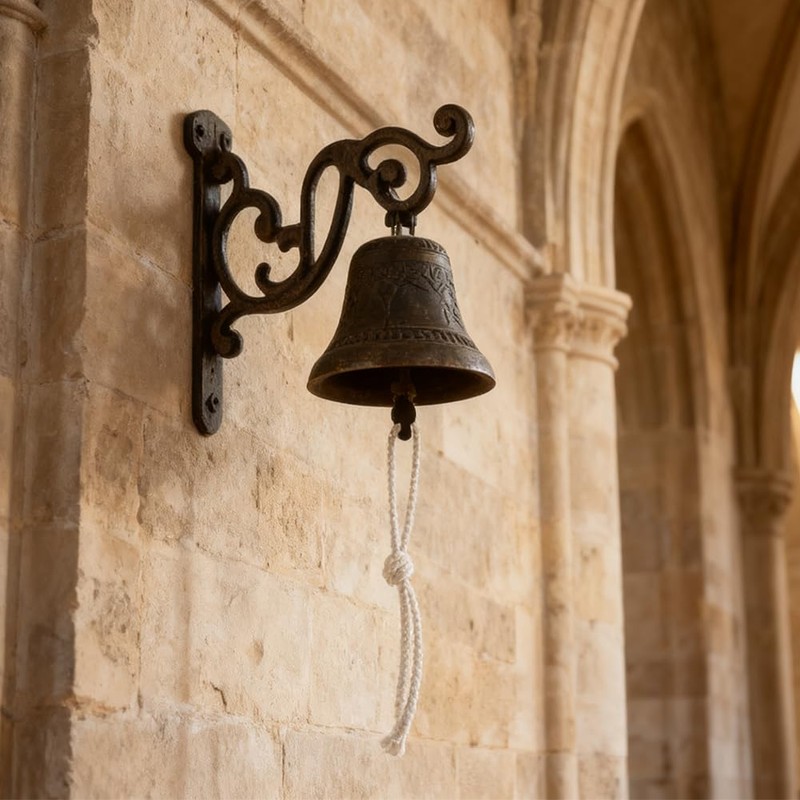 Cast Iron Dinner Bell, Wall Mount Hanging Bell with Rope