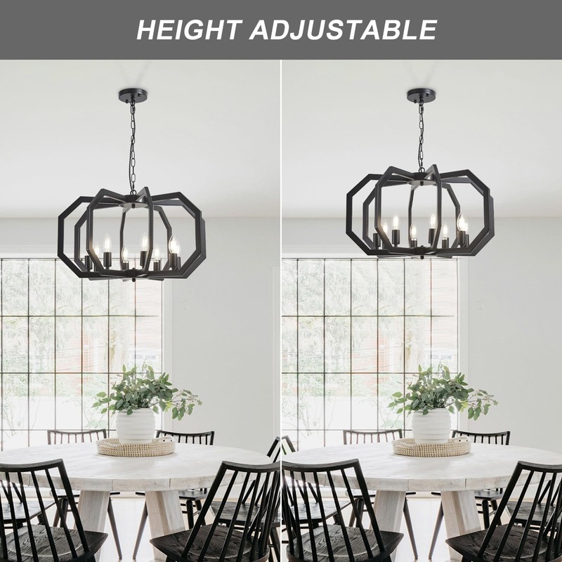 Lanhall 8 Black Light Farmhouse Chandelier Dining Room Light Fixture