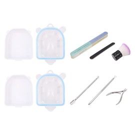 VOANZO Nail Soak Off Bowl Manicure Bowl with Nail Files, Cuticle Peeler, Cuticle Pusher, Nail Brush and Pliers for Cleaning Fingernails and Toenails, Pack of 2