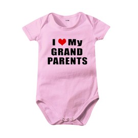 Baby Boy Girl I love My Grandparents Print Newborn Infant Romper Bodysuit Short Sleeve Jumpsuit Clothing as Funny Gift (Pink,0-3 months)