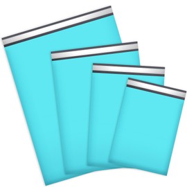 UCGOU 100 Pack Teal Poly Mailers Variety Size Pack, 10x13 Inch & 12x15.5 Inch & 14.5x19 Inch &19x24 Inch, 25 PCS Each Shipping Bag, Self-sealing Adhesive Mailers Assorted Sizes for Small Business