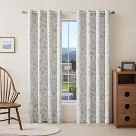 MEEYIUS Birds Blackout Curtains Grommet, Ink-wash Plant Painting Window Drapes with Black Liner for Livingroom Bedroom, Set of 2 Panels, 52x63 Inch