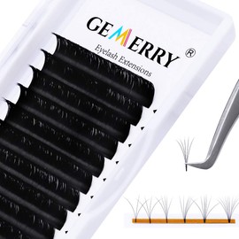 Gemerry 8-25 mm Easy Fan Lashes, 3D 5D 8D 10D Volume Technology, Durable 0.03/0.05/0.07/0.10 mm Individual Eyelashes