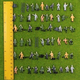 Evemodel P8710 50pcs 1:87 HO Scale Railway Model Worker Well Painted Figures with Bucket and Ladder Miniature 2cm High People Tiny World
