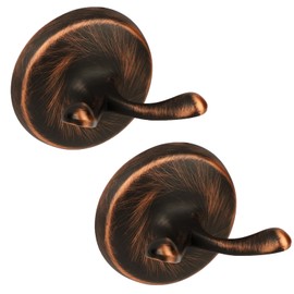 Ntipox Oil Rubbed Bronze Towel Hooks Antique, 2 Pack Coat Robe Hook Heavy Duty Bathroom Double Hook Wall Mounted, Hand Towel Hooks for Kitchen