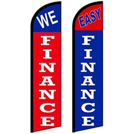 Car Dealer Windless Swooper, Feather, Banner Flag Combo Pk WE FINANCE - EASY FINANCE