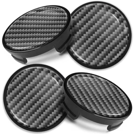 Biomar Labs 4 x Center Hubcaps, Compatible with Ford Centre Caps for Alloy Wheels, 54 mm, Silver, Black CF 53