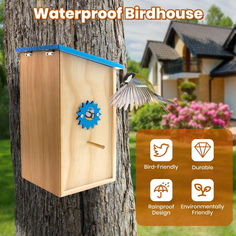 Smart Solar Birdhouse with Camera, 1080P HD Wireless Bird House