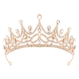 Queen Crowns for Women Tiaras Wedding Princess Crown Quinceanera Tiara Crystal Bridal Headband Rhinestone Hair Accessories for Birthday Prom Pageant Party Gold