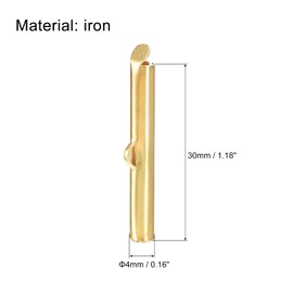 sourcing map 100Pcs Slide on End Clasps, 30mm Tube Ball Bead Slider Crimp Ends for Multi-Strand DIY Craft Making, Light Golden