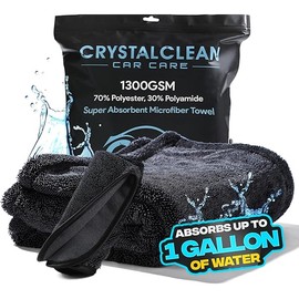 Microfiber Towels for Cars - 1300GSM X Large Size Double Twisted Loop 2pcs - 70/30 Blend Quick Dry High Absorbent Edgeless Streak Free - Car Drying Towel for Detailing 24x36″ & 12x12 (Dark Grey)