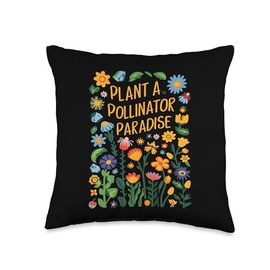 Pollinator Garden Design Wildlife Flowers Native Plants Throw Pillow
