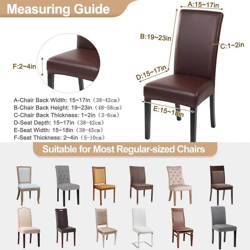 SearchI Waterproof PU Leather Dining Chair Covers Set of 6,