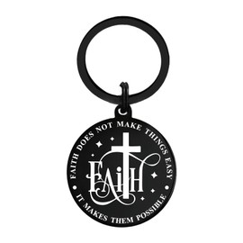 Faith Cross Keychain for Women Religious Gifts for Women Christian Keyring Gifts for Women Faith Does Not Make Things Easy
