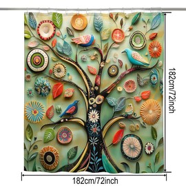 HMS Happy Memories Bohemian Flower Bathroom Curtain Colorful Boho Floral Print Beautiful Bright Polyester Fabric Cloth Shower Curtain for Bathroom Decoration, 72"x72" (Color 12)