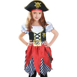 Sincere Party Girls' Pirate Costume Pirate Dress with Hat Size 7-8 Years