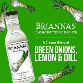 BRIANNAS - Home Style Classic Buttermilk Ranch Dressing – Fine Salad Dressing made with Premium Ingredients - Gluten Free, Kosher, & Low Sugar Dressing - 12 oz. Bottles - 2 Pack
