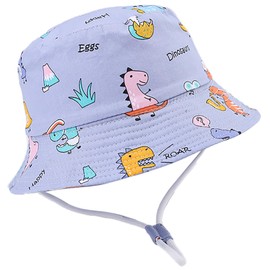Malaxlx Baby Children's Sun Hat Fishing Hat Summer Hat UV Protection Beach Hat Bucket Hat Toddler Bucket Hat for Girls Boys, Dinosaurs