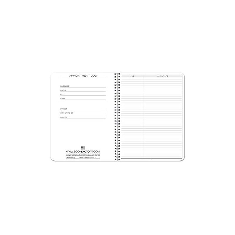 BookFactory 3 Column Appointment Book Appointments Tracking Logbook Notebook (Three