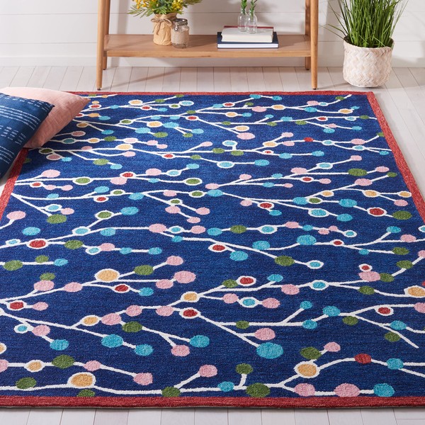 SAFAVIEH Jardin Collection Area Rug - 6' Square, Blue &