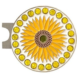 Giggle Golf Bling Sunflower Golf Ball Marker with A Standard Hat Clip