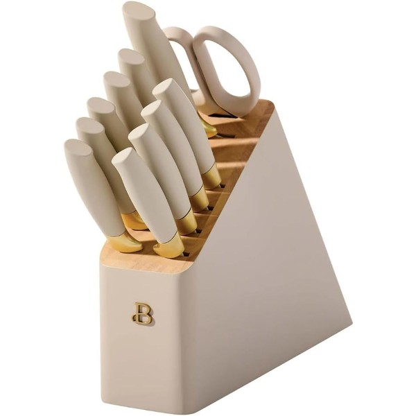 Beautiful 12-Piece Stainless Steel Knife Block Set by Drew Barrymore,