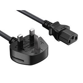 England UK Cable de alimentación, conector de 3 pines para computadoras, televisores, monitores y más (IEC-320-C13 a UK Plug BS1363) (Reino Unido Inglaterra)