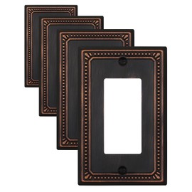 ZILLSEA 4-Pack Aged Bronze Decorator Wall Plates, 1 Gang Decorative Pearls Outlet Covers, Metal Face Plates for Electrical Outlets, GFCI, Dimmer Switch, 3.15''*4.88'', Midsize