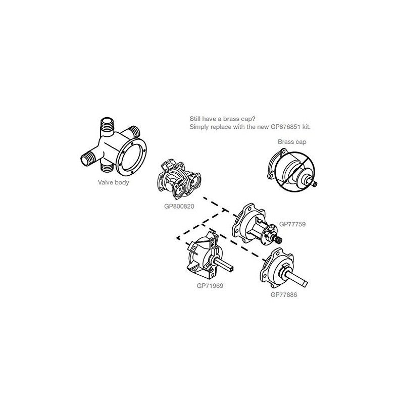 KOHLER GP876851 Rite-Temp Pressure-Balancing Cartridge and Mixer Cap Kit, Compatible