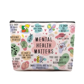 CEASQVAA Mental Health Gifts Makeup Bag, Mental Health Awareness Gift, Positive Thinking Daily Affirmation, Positive Quotes Mental Health Matters Cosmetic Bag for Women