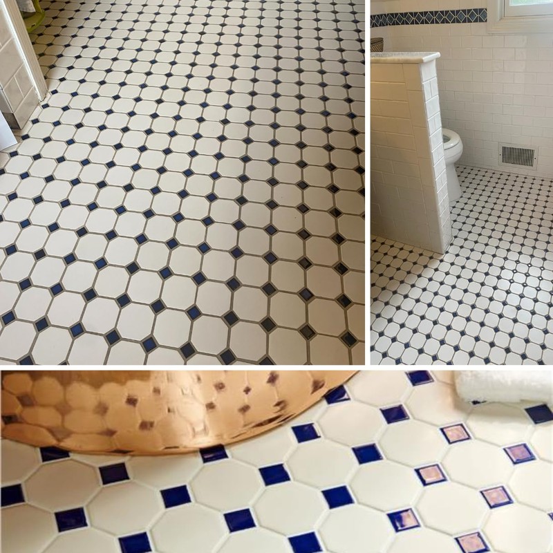 Tenedos Octagon Porcelain Mosaic Tile – Matte White with Glossy