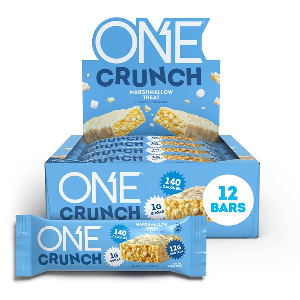 ONE Protein Bars, Crunch Marshmallow Treat, Gluten Free Protein Bars with 12g Protein and only 1g Sugar, Healthy and Guilt-Free Snacking for Any Occasion (12 Count)