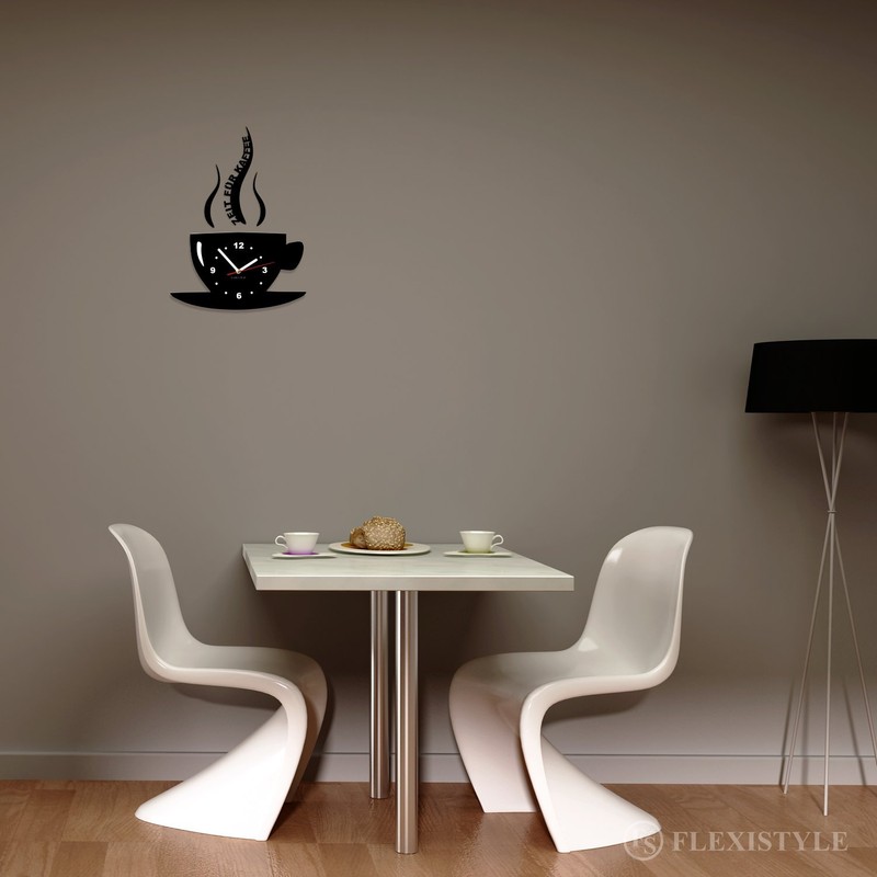 FLEXISTYLE Cup Time for Coffee Modern Kitchen Wall Clock, 3D