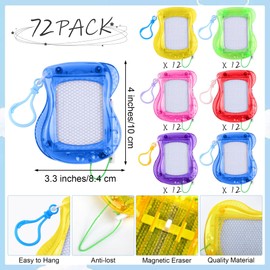 Aodaer 72 Pieces Mini Magnetic Drawing Board with Pen 4 Inch Backpack Keychain Clip Drawing Boards Erasable Doodle Board Sketch Pad Drawing Tablet for Birthday Gifts Car Trip Educational Toys