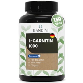 Bandini L-Carnitine Premium Raw Material Carnipure, Maximum Dosage, 1000 mg, 150 Tablets, 1 Tablet/Day for 150 Days, L-Carnitine Tartrate, Increase Metabolism, Muscle Building, Recovery