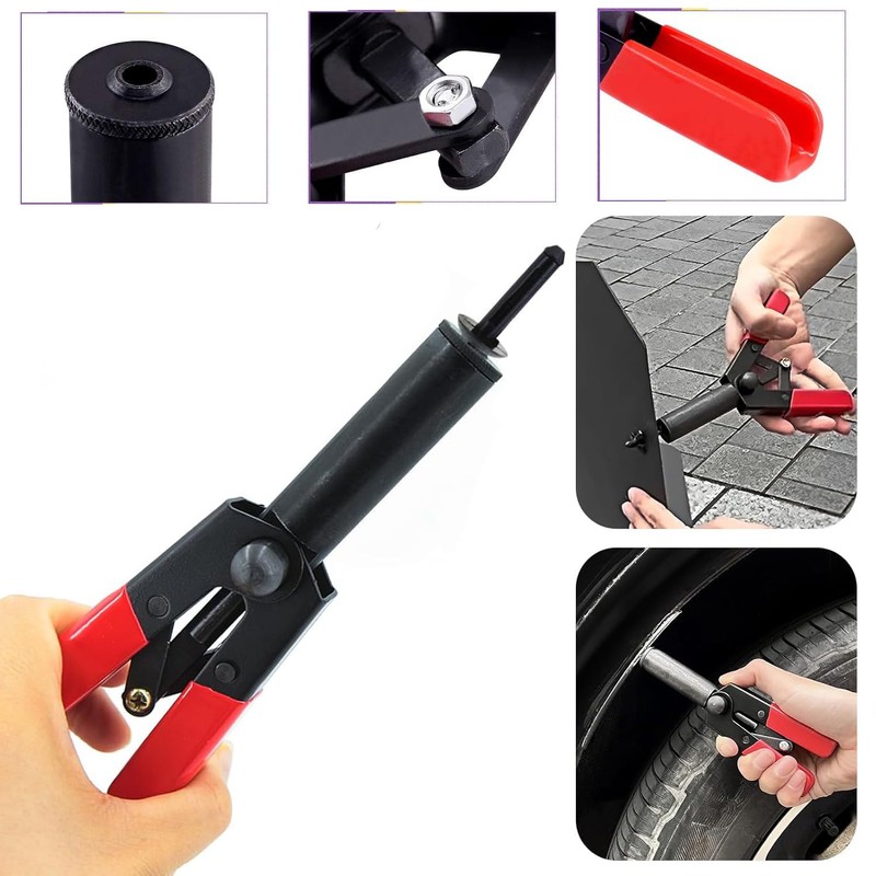 Qovydx 42Pcs Plastic Rivet Gun Set with 40Pcs 4Sizes Nylon